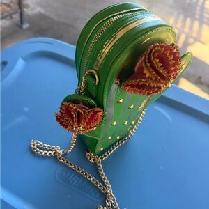 Betsey Johnson Green Cactus Bag with Red Accents